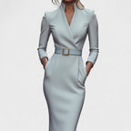Mandarin - Vestido Preto Refinado com Cinto e Gola