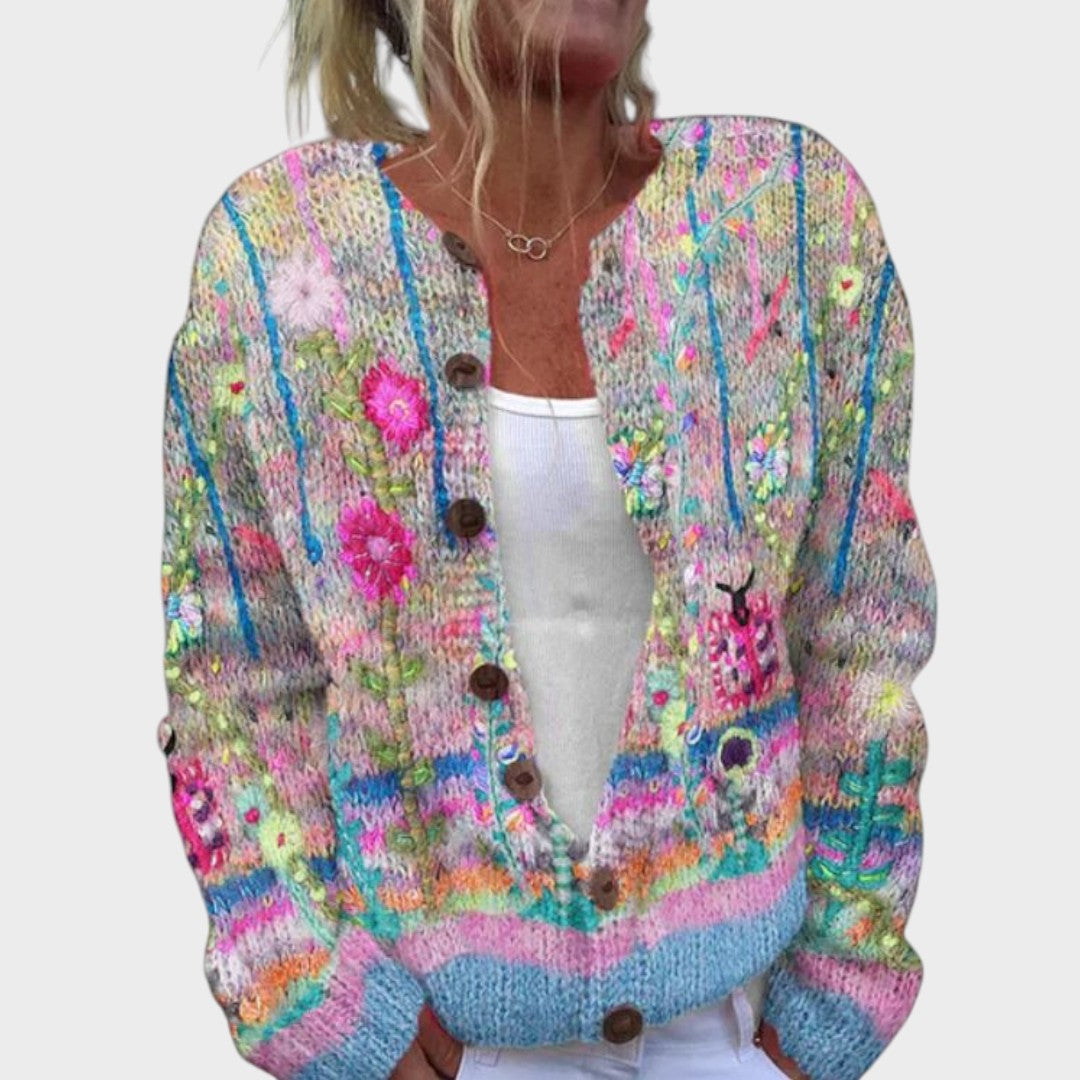 Leonor - Cardigan Floral de Outono