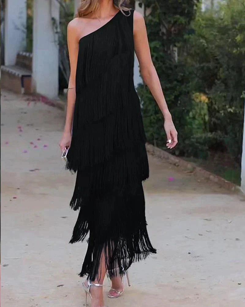 Laura | Vestido longo com franjas
