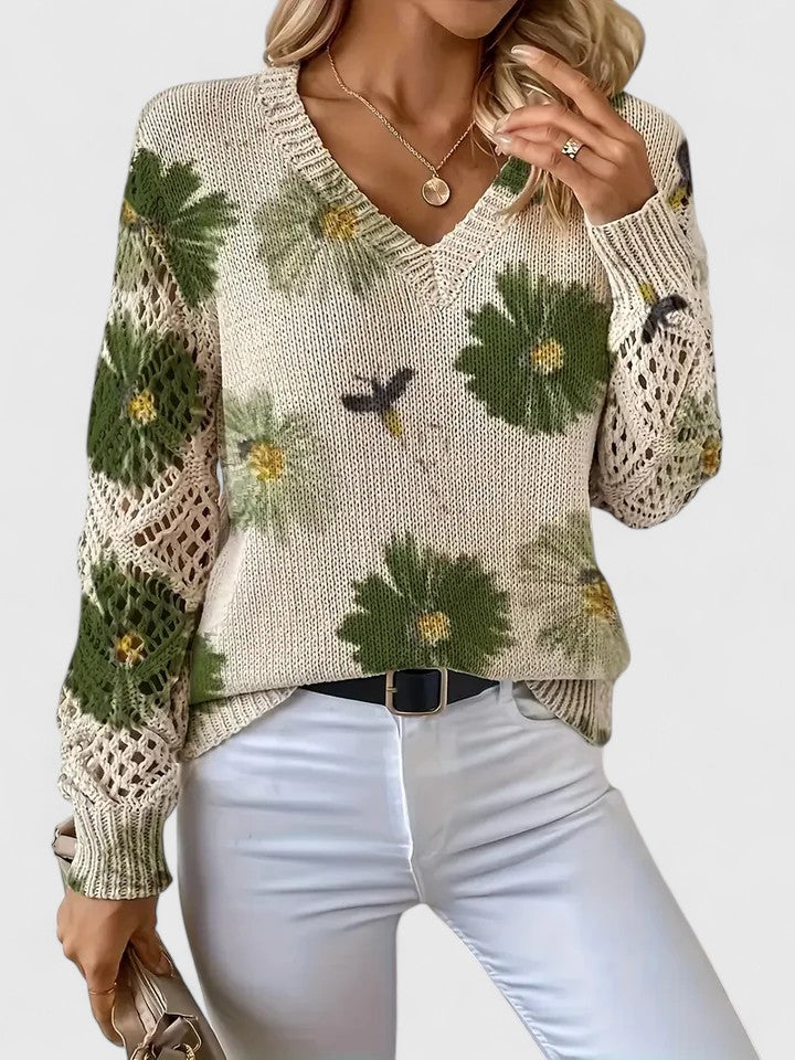 Catarina - Camisola de malha com padrão floral