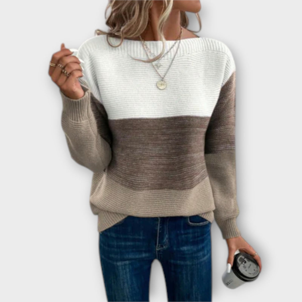 Olívia - Elegante camisola tricolor
