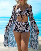 Paula | Conjunto de Bikini de 3 Peças com Estampa
