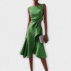 Juliette – Vestido midi assimétrico drapeado