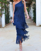 Laura | Vestido longo com franjas