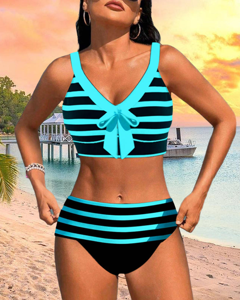 Laura | Bikini Listrado de Cintura Alta