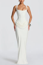 Leonor ❘ Vestido maxi com decote quadrado