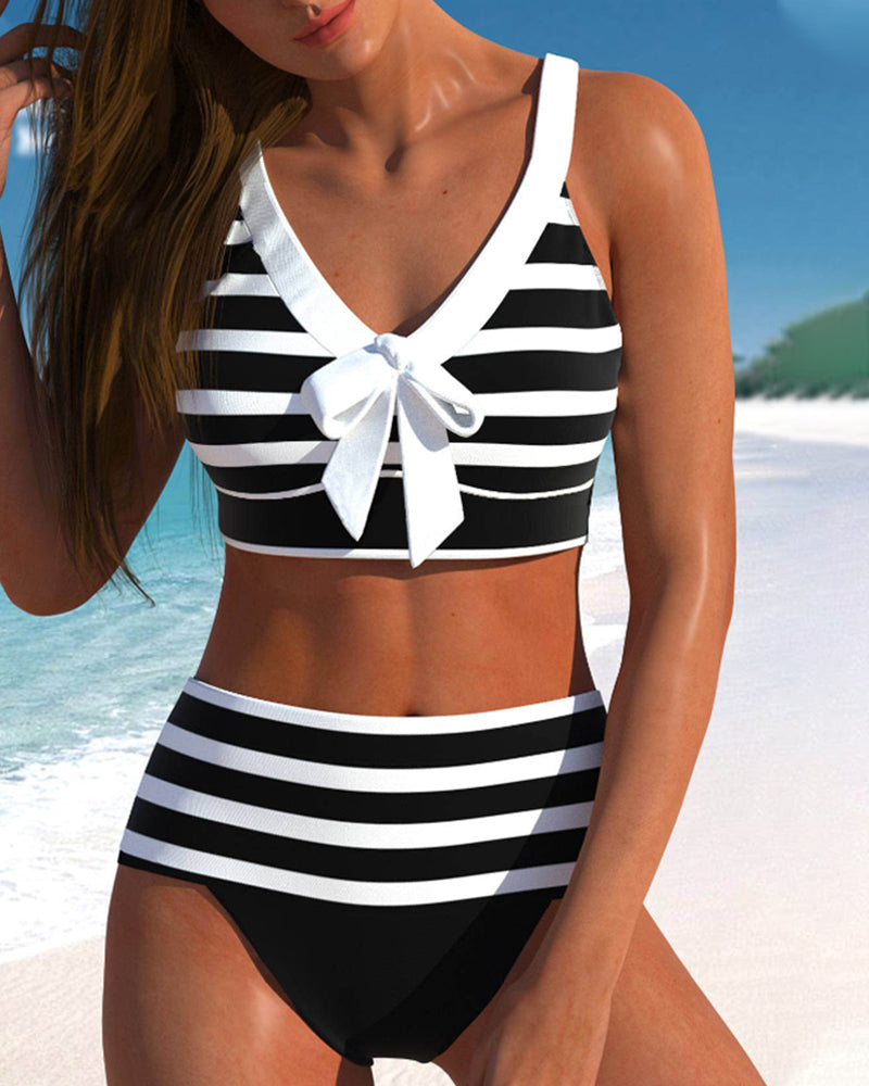 Laura | Bikini Listrado de Cintura Alta