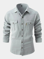 Camisa de Mistura de Denim - Botões