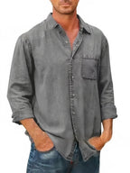 Camisa - Mistura de Denim Longa