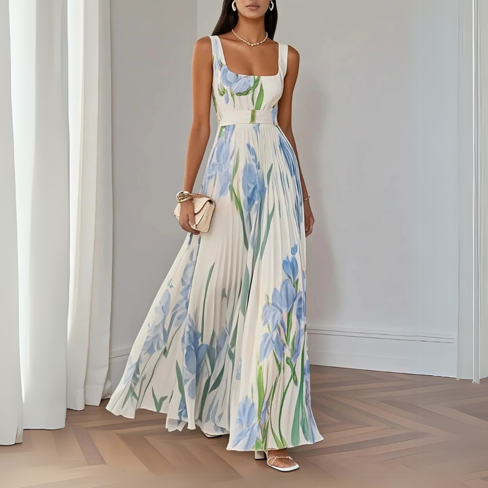 Nina - Vestido longo de Mulher plissado floral