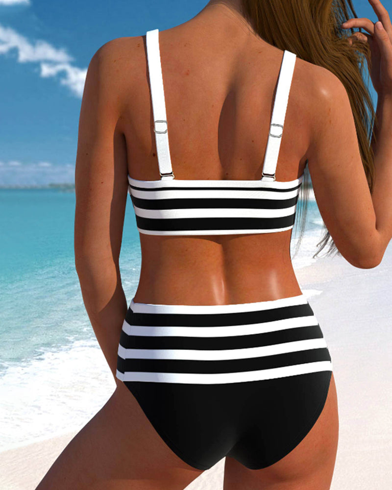 Laura | Bikini Listrado de Cintura Alta