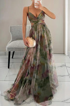 Giselle - Vestido longo de Mulher com estampa floral encantadora