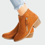Botas de couro ortopédicas premium com salto para o inverno