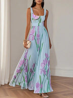 Nina - Vestido longo de Mulher plissado floral