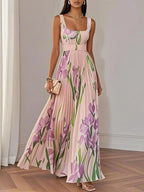 Nina - Vestido longo de Mulher plissado floral