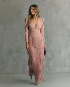 Clara · Vestido elegante de Mulher com mangas de franjas