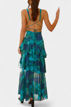 Domenica - Vestido de chiffon com decote em V e camadas fluidas