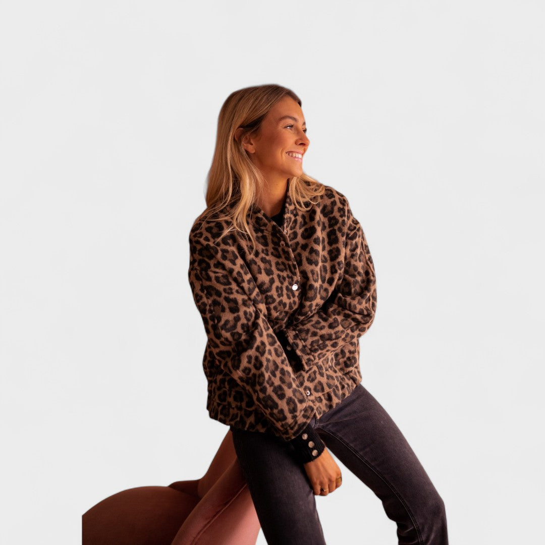 Rosa - Casaco moderno com padrão leopardo