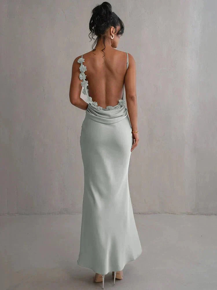 Nina™ | Vestido de festa luxuoso em seda com babados