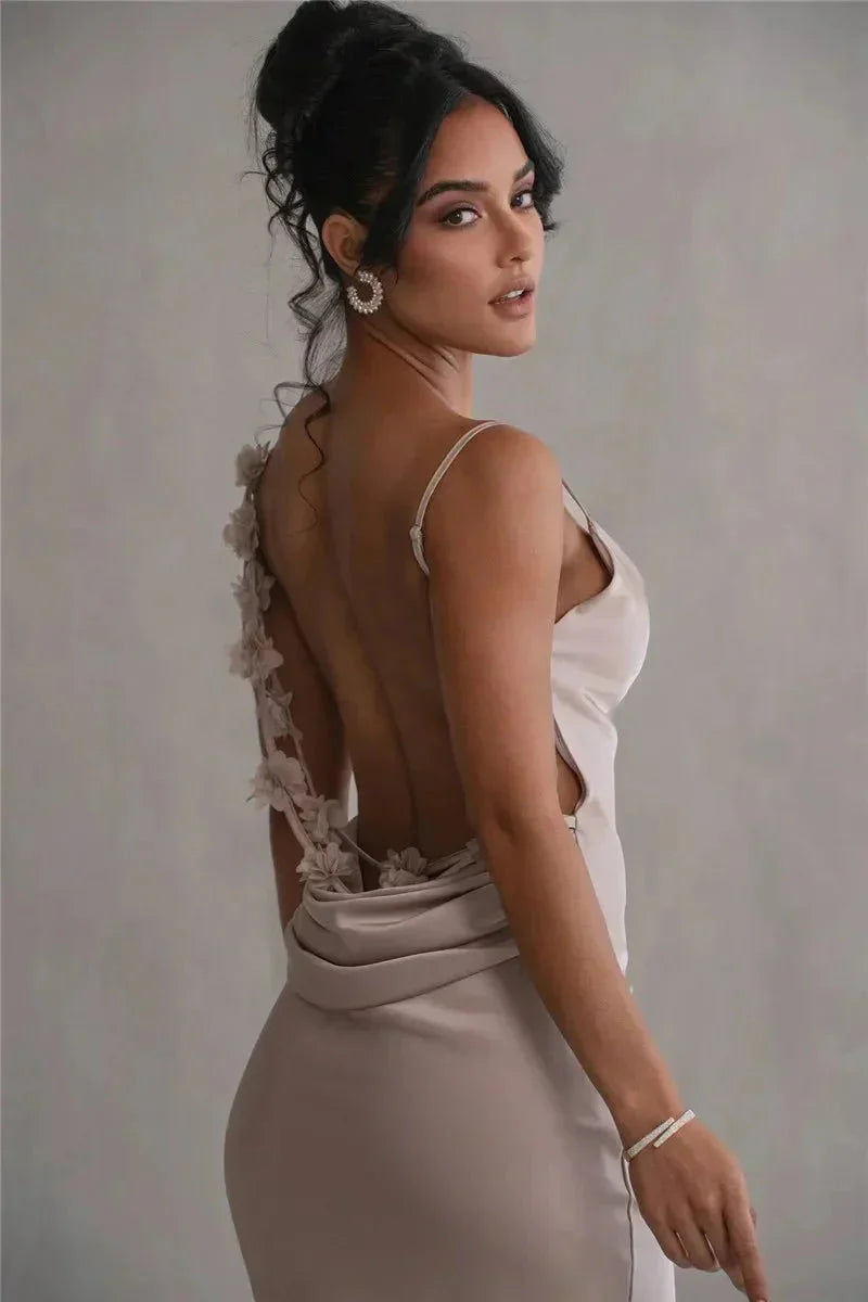Nina™ | Vestido de festa luxuoso em seda com babados