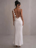 Nina™ | Vestido de festa luxuoso em seda com babados