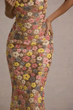 SELVIANA Vestido longo floral com lantejoulas